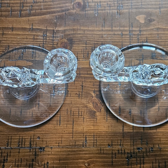 Double light candlestick Teardrop-Clear (pair) by New Martinsville - Picture 4 of 4